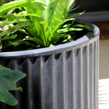 Load image into Gallery viewer, ribbed ray planter - black (medium)
