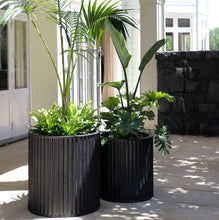 Load image into Gallery viewer, ribbed ray planter - black (medium)