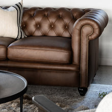 Load image into Gallery viewer, the regal sofa - chocolate leather (three seater)
