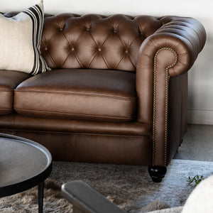the regal sofa - chocolate leather (three seater)