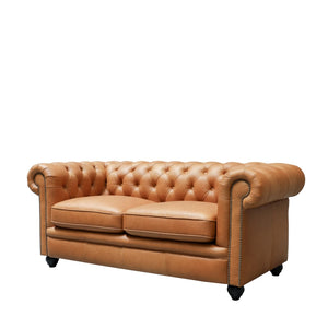 the regal sofa - caramel leather (two seater)