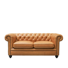Load image into Gallery viewer, the regal sofa - caramel leather (two seater)
