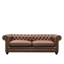 Load image into Gallery viewer, the regal sofa - chocolate leather (three seater)

