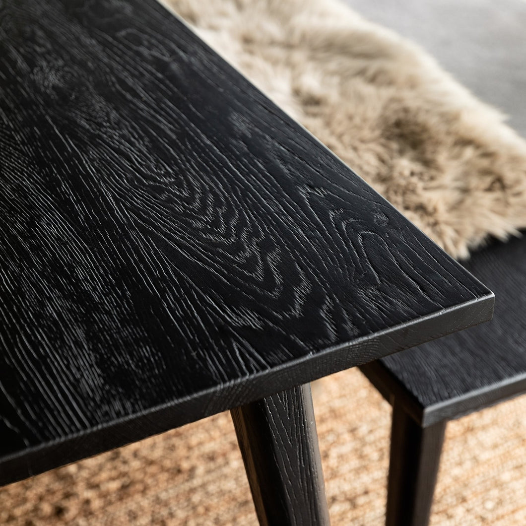mila oak bench - matte black 185cm