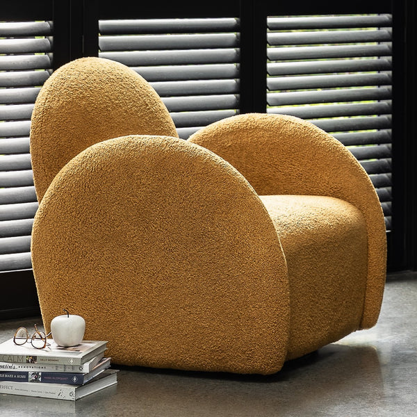 mosszilla swivel armchair - ochre shearling